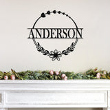 Floral Last Name Monogram ~  Metal Sign, Metal Porch Sign, Custom Metal Porch Sign, Personalized Steel Sign, Metal House Address Plaque Sign