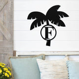 Palm Tree Monogram Sign ~ Metal Porch Sign - Outdoor Sign - Front Door Sign - Metal Beach Sign - Beach House