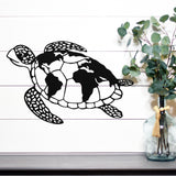 Turtle World Map Sign ~ Metal Porch Sign - Outdoor Sign - Front Door Sign - Metal Beach Sign - Beach House