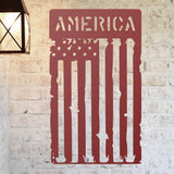 America Distressed Flag Sign ~ Metal Porch Sign - Outdoor Sign - Front Door Sign - Metal Mountain Sign - Woodland Sign