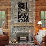Deer Flag Custom Sign ~ Metal Porch Sign | Outdoor Sign | Front Door Sign | Metal Hunting Sign | Cabin Sign
