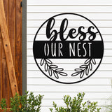 Bless Our Nest ~ Outdoor Metal Sign, Door Hanger Sign, Last Name Sign,  Personalized Metal Sign, Gift For Couple, Porch Sign