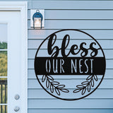 Bless Our Nest ~ Outdoor Metal Sign, Door Hanger Sign, Last Name Sign,  Personalized Metal Sign, Gift For Couple, Porch Sign