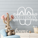 Flip Flop Last Name Metal Sign ~ Metal Porch Sign, Metal Tree Sign, Front Door Metal Sign, Patio Metal Sign, Metal Décor, Metal Art