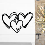 Love Hearts Metal Sign ~ Metal Porch Sign, Metal Tree Sign, Front Door Metal Sign, Patio Sign, Metal Décor, Metal Art