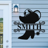 Cowboy Last Name Metal Sign ~ Metal Porch Sign, Metal Tree Sign, Front Door Metal Sign, Patio Sign, Metal Décor, Metal Art