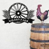 Wheat Monogram Sign ~ Metal Porch Sign | Metal Gate Sign | Farm Entrance Sign | Metal Farmhouse