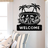 Welcome Scuba Mask Sign ~ Metal Porch Sign - Outdoor Sign - Front Door Sign - Metal Beach Sign - Beach House