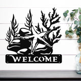 Starfish Welcome Sign ~ Metal Porch Sign - Outdoor Sign - Front Door Sign - Metal Beach Sign - Beach House