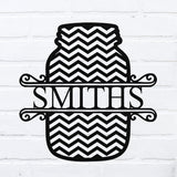 Mason Jar Last Name Sign ~ Metal Porch Sign | Outdoor Sign | Front Door Sign | Metal Summer Sign