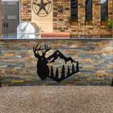Mountain & Deer Metal Sign ~ Metal Porch Sign, Metal Tree Sign, Front Door Metal Sign, Patio Sign, Metal Décor, Metal Art
