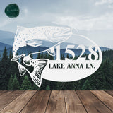 Fish Custom Address Sign ~ Metal Porch Sign | Outdoor Sign | Front Door Sign | Metal Lake Sign | Cabin Sign