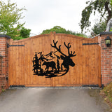 Wildlife Antler Scene Sign ~ Metal Porch Sign | Outdoor Sign | Front Door Sign | Metal Hunting Sign | Cabin Sign