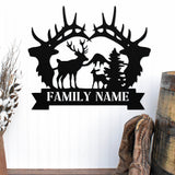 Antler Family Last Name Sign ~ Metal Porch Sign | Outdoor Sign | Front Door Sign | Metal Hunting Sign | Cabin Sign