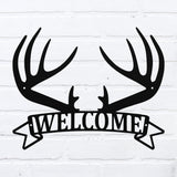 Antler Welcome Sign ~ Metal Porch Sign | Outdoor Sign | Front Door Sign | Metal Hunting Sign | Cabin Sign