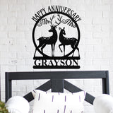 Happy Anniversary Custom Deer Sign ~ Metal Porch Sign | Outdoor Sign | Front Door Sign | Metal Hunting Sign | Cabin Sign