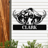 Antler Hunting Name Sign ~ Metal Porch Sign | Outdoor Sign | Front Door Sign | Metal Hunting Sign | Cabin Sign