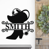 Cowboy Last Name Metal Sign ~ Metal Porch Sign, Metal Tree Sign, Front Door Metal Sign, Patio Sign, Metal Décor, Metal Art