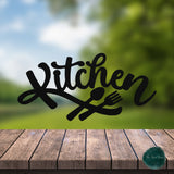 Kitchen Script Sign ~ Outdoor Metal Sign, Metal Sign, Wedding Gift,  Personalized Metal Sign, Gift For Couple, Metal Wall Art, Word Wall Art