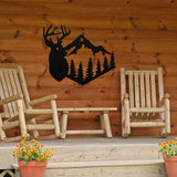 Mountain & Deer Metal Sign ~ Metal Porch Sign, Metal Tree Sign, Front Door Metal Sign, Patio Sign, Metal Décor, Metal Art