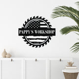 Custom American Flag Workshop Sign, Metal Shop Sign, Custom Metal Sign, Dad Shop, Fathers Day, Garage Sign, USA Freedom, Outdoor Custom Sign