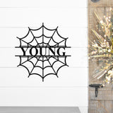 Spider Web Name Sign, Metal Porch Sign, Fall Door Hanger, Fall Metal Sign, Metal Fall Sign, Fall Sign, Porch Sign, Custom Halloween Sign