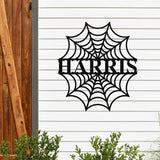 Spiderweb Family Name Sign, Metal Porch Sign, Fall Door Hanger, Fall Metal Sign, Metal Fall Sign, Fall Sign, Porch Sign, Halloween Porch