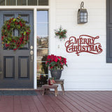 Merry Christmas Metal Porch Sign ~ Custom Metal Door Hanger, Personalized Christmas Decor, Winter Porch Sign, Metal Christmas Sign, Family