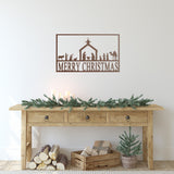 Merry Christmas Nativity Scene Porch Sign ~ Custom Metal Door Hanger, Personalized Christmas Décor, Winter Porch Sign, Metal Christmas Sign