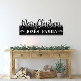 Merry Christmas Family Name Porch Sign ~ Christmas Door Hanger, Personalized Christmas Décor, Custom Winter Porch Sign, Metal Christmas Sign