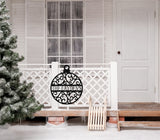 Christmas Ornament Last Name Sign ~ Christmas Door Hanger, Personalized Christmas Décor, Custom Winter Porch Sign, Metal Christmas Sign