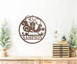 Christmas Sleigh Ornament Family Name Sign ~ Christmas Door Hanger, Personalized Christmas Décor, Custom Winter Porch Sign, Metal Christmas