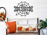 Spider Web Last Name Steel Sign ~ Metal Porch Sign, Fall Door Hanger, Fall Metal Sign, Metal Fall Sign, Fall Sign, Fall Porch Sign, Autumn