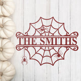 Spider Web Last Name Steel Sign ~ Metal Porch Sign, Fall Door Hanger, Fall Metal Sign, Metal Fall Sign, Fall Sign, Fall Porch Sign, Autumn