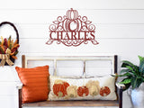 Metal Pumpkin Last Name, Metal Porch Sign, Fall Door Hanger, Fall Metal Sign, Metal Fall Sign, Fall Sign, Porch Sign, Custom Autumn Sign