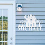 Halloween Haunted House Sign, Metal Porch Sign, Fall Door Hanger, Fall Metal Sign, Metal Fall Sign, Fall Sign, Porch Sign, Custom Fall Sign