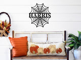 Spiderweb Family Name Sign, Metal Porch Sign, Fall Door Hanger, Fall Metal Sign, Metal Fall Sign, Fall Sign, Porch Sign, Halloween Porch
