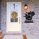 Haunted House Family Name Sign, Metal Porch Sign, Fall Door Hanger, Fall Metal Sign, Metal Fall Sign, Fall Sign, Porch Sign, Halloween Porch