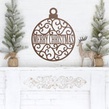 Merry Christmas Ornament Sign ~ Christmas Door Hanger, Personalized Christmas Décor, Custom Winter Porch Sign, Metal Christmas Ornament