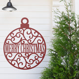 Merry Christmas Ornament Sign ~ Christmas Door Hanger, Personalized Christmas Décor, Custom Winter Porch Sign, Metal Christmas Ornament