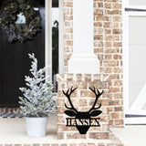 Custom Reindeer Last Name Sign ~ Christmas Door Hanger, Personalized Christmas Décor, Custom Winter Porch Sign, Metal Christmas Sign