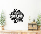 Holly Family Last Name Sign ~ Christmas Door Hanger, Personalized Christmas Décor, Custom Winter Porch Sign, Metal Christmas Sign