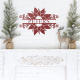Poinsettia Family Last Name Sign ~ Christmas Door Hanger, Personalized Christmas Décor, Custom Winter Porch Sign, Metal Christmas Sign