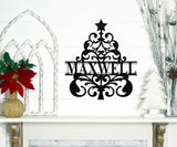 Christmas Tree Family Name Christmas Sign ~ Christmas Door Hanger, Personalized Christmas Décor, Custom Winter Porch Sign, Metal Christmas