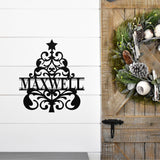 Christmas Tree Family Name Christmas Sign ~ Christmas Door Hanger, Personalized Christmas Décor, Custom Winter Porch Sign, Metal Christmas