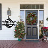Ornament Last Name Christmas Sign ~ Christmas Door Hanger, Personalized Christmas Décor, Custom Winter Porch Sign, Metal Christmas Sign