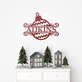 Ornament Last Name Christmas Sign ~ Christmas Door Hanger, Personalized Christmas Décor, Custom Winter Porch Sign, Metal Christmas Sign