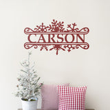 Snow Last Name Christmas Sign ~ Christmas Door Hanger, Personalized Christmas Décor, Custom Winter Porch Sign, Metal Christmas Sign