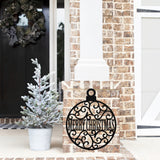 Merry Christmas Ornament Sign ~ Christmas Door Hanger, Personalized Christmas Décor, Custom Winter Porch Sign, Metal Christmas Ornament