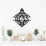 Ornament Family Name Christmas Sign ~ Christmas Door Hanger, Personalized Christmas Décor, Custom Winter Porch Sign, Metal Christmas Sign